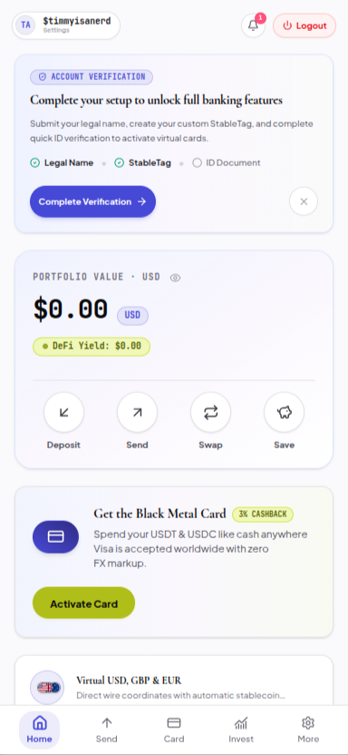 StableBank Mobile Application Interface